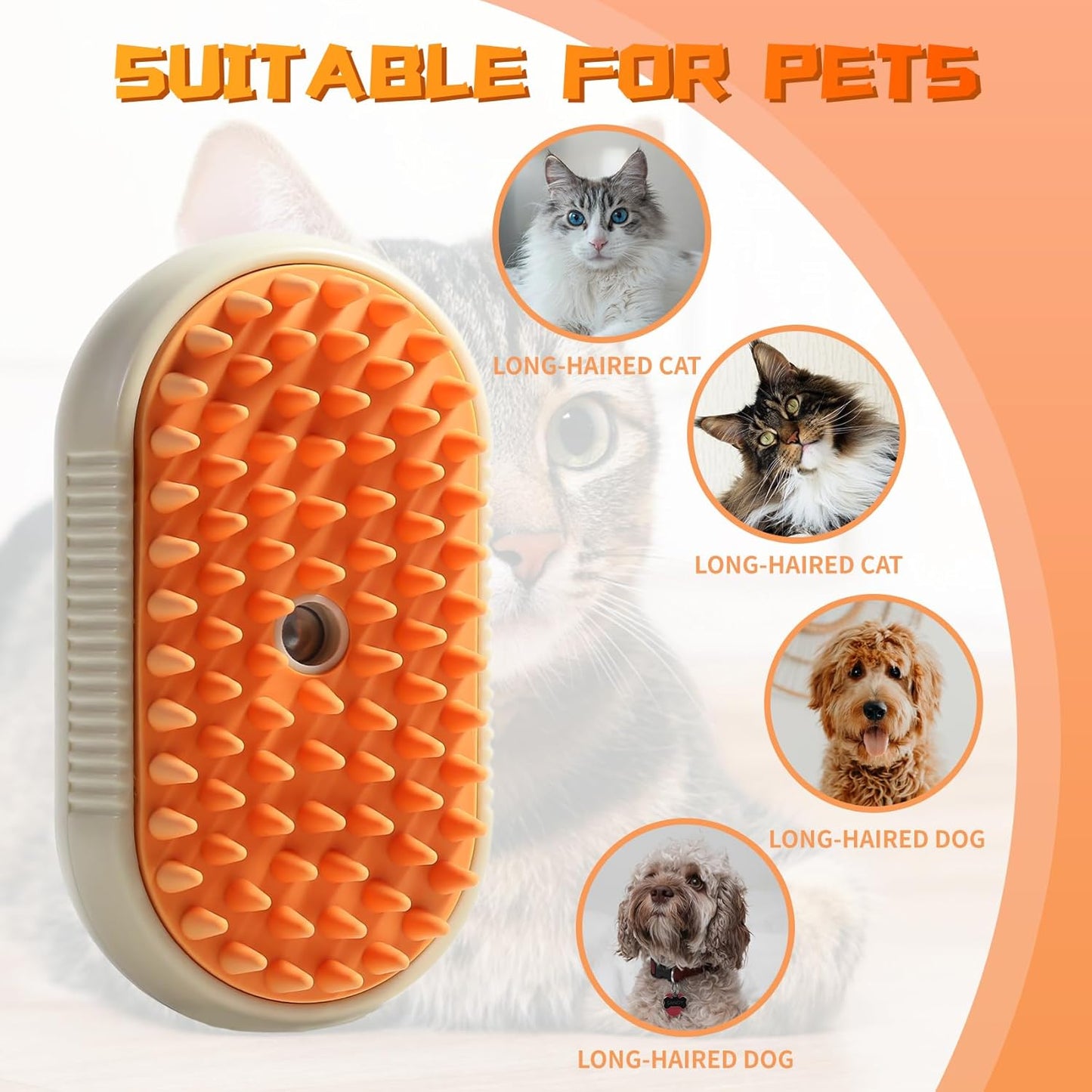 3-in-1 Pet Grooming Brush – Steamy Massage & Water Spray Comb for Dogs & Cats (Yellow)