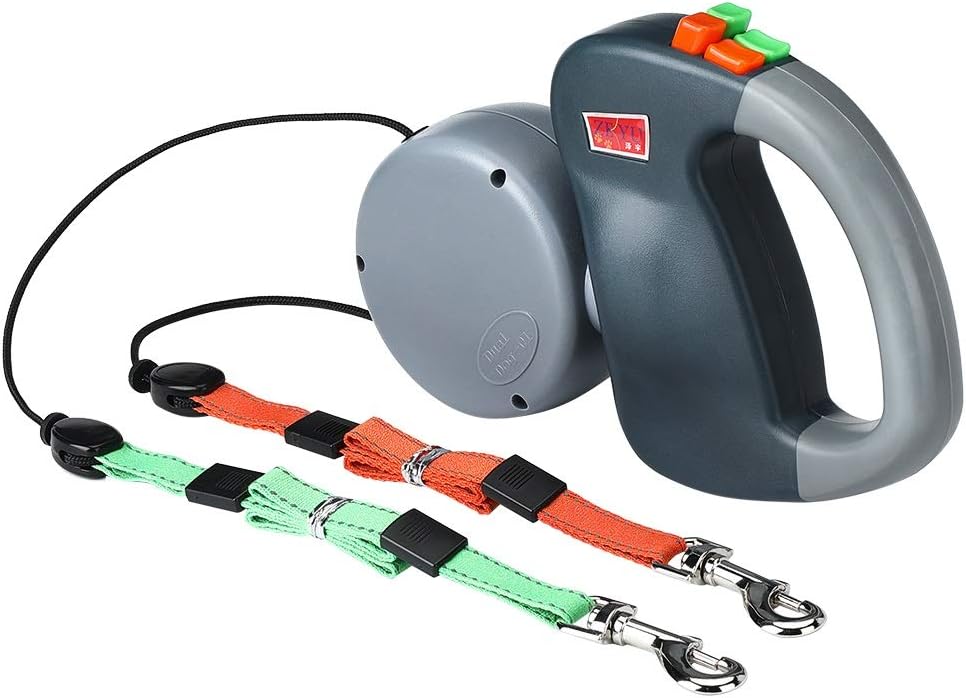 Dual Retractable Dog Leash – No-Tangle 10ft Lead with Soft Gel Handle for 2 Dogs